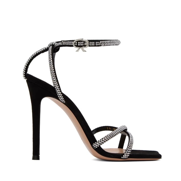 Gianvito Rossi Black Crystal Embellished 120mm Suede Sandals US8.5 NEW - Picture 9 of 11